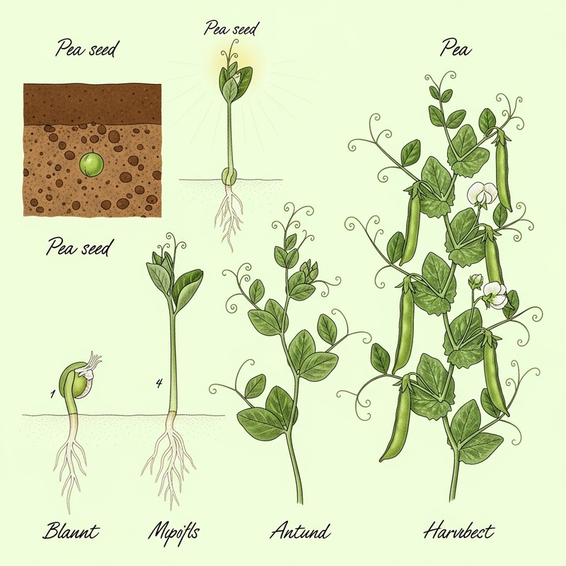 Pea Plant Life Cycle Illustration