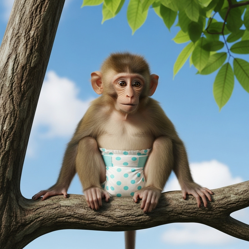 Adorable Chubby Monkey in Diaper - Fun and Playful Primate