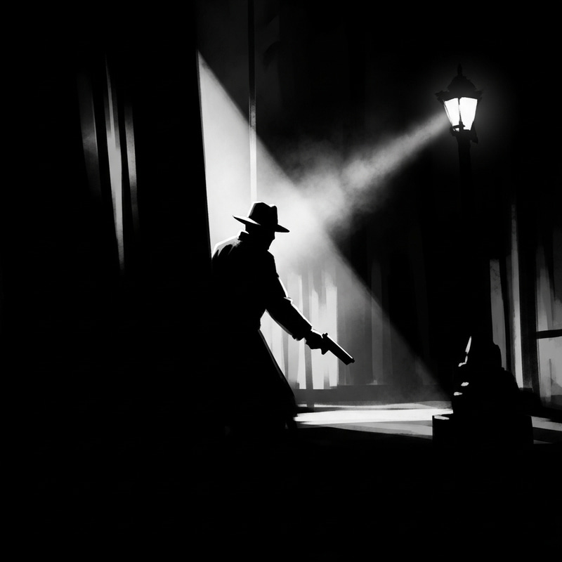 Capturing Intrigue: Mysterious Figure in Noir Atmosphere