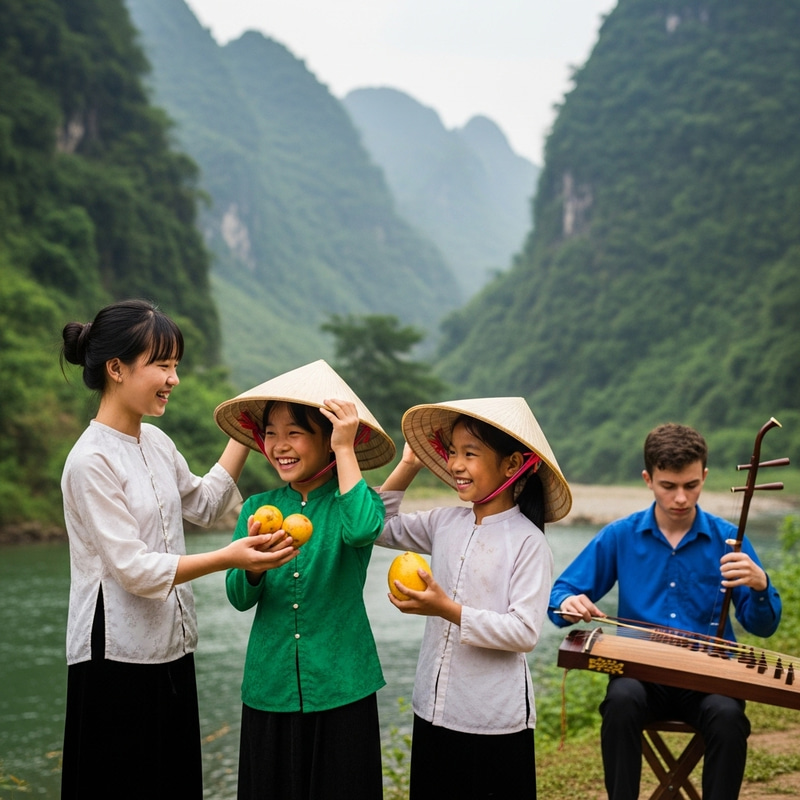 Spectacular Vietnam Landscape with Local Girls Spectacular Vietnam Landscape with Local Girls