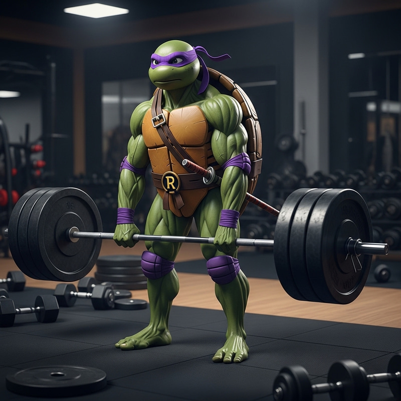 Donatello Ninja Turtle Deadlift: Gym Training Image