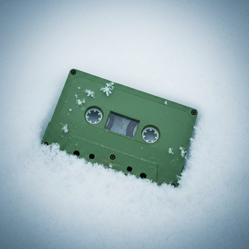 Nostalgic Green Cassette in Melancholic Setting Nostalgic Green Cassette in Melancholic Setting