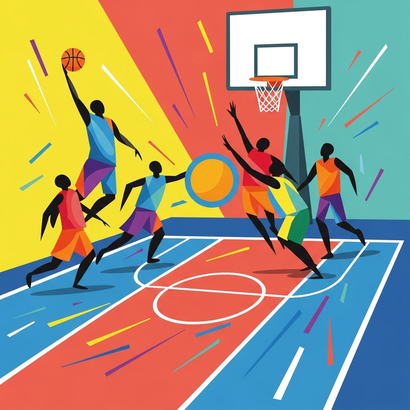 Vibrant Abstract Sports Scene | Inspired Basketball Competition Vibrant Abstract Sports Scene | Inspired Basketball Competition