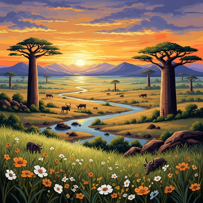 Abstract African Landscapes: Savanna Beauty & Wildlife Abstract African Landscapes: Savanna Beauty & Wildlife