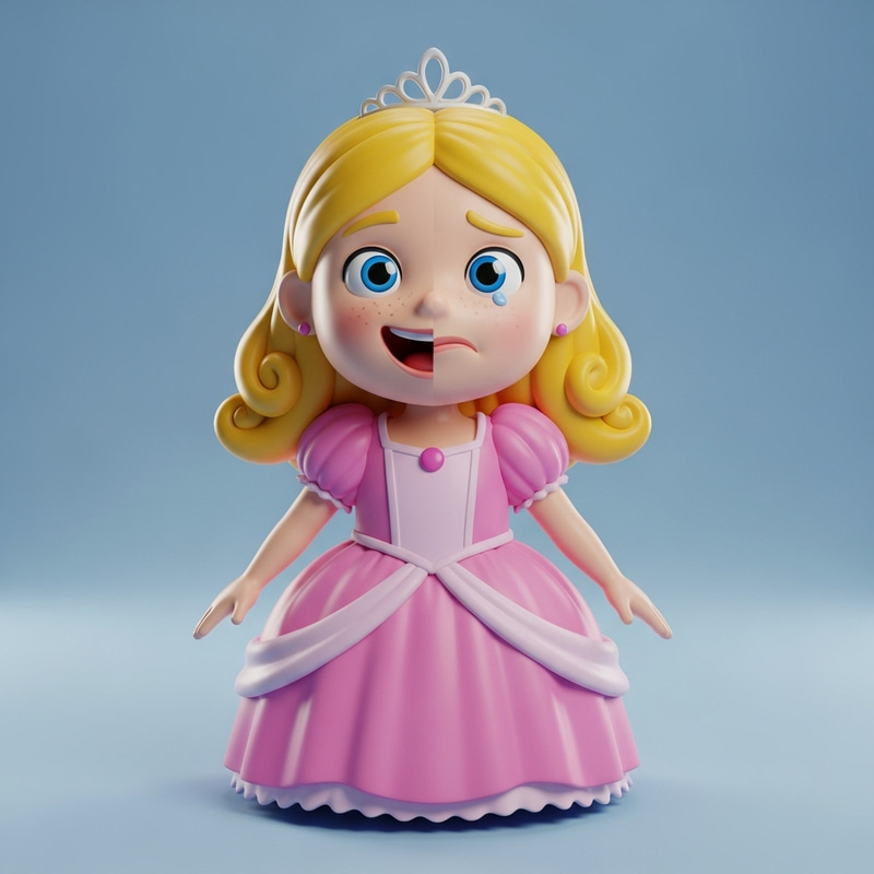Emotive 3D Girl Doll Princess Model | Cartoon Character
