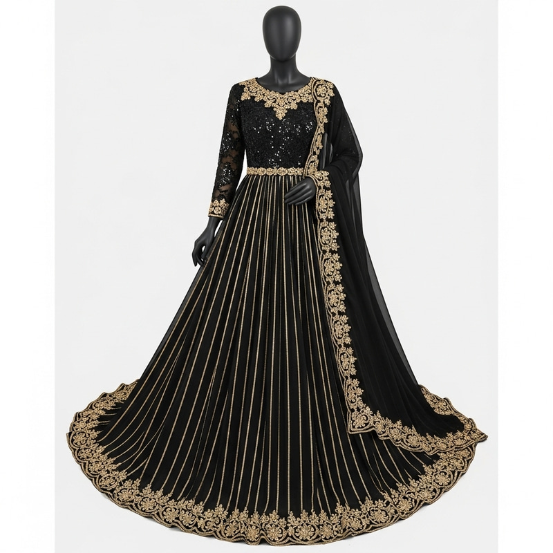 Elegant Black and Gold Dress - Sophisticated Style Elegant Black and Gold Dress - Sophisticated Style