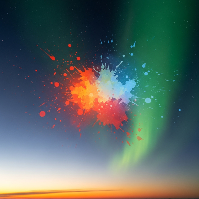 Sunset and Northern Lights: Vivid Watercolor Kaleidoscope Sunset and Northern Lights: Vivid Watercolor Kaleidoscope