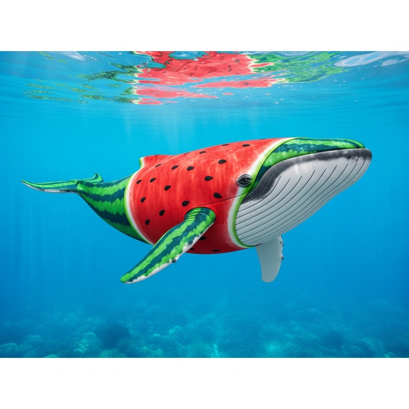 Whimsical Whale in Watermelon Costume Whimsical Whale in Watermelon Costume
