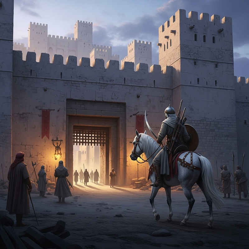 Middle-Eastern Warrior on Horse: Enters City Stealthily Middle-Eastern Warrior on Horse: Enters City Stealthily