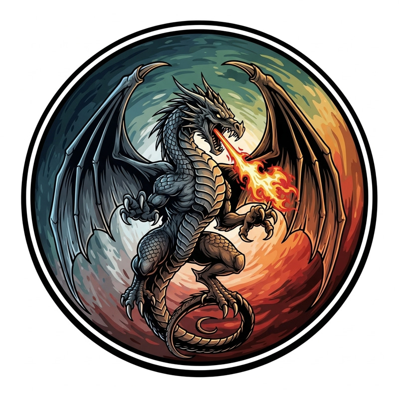 Intricately Designed Dragon Logo | Earth & Fire Elements