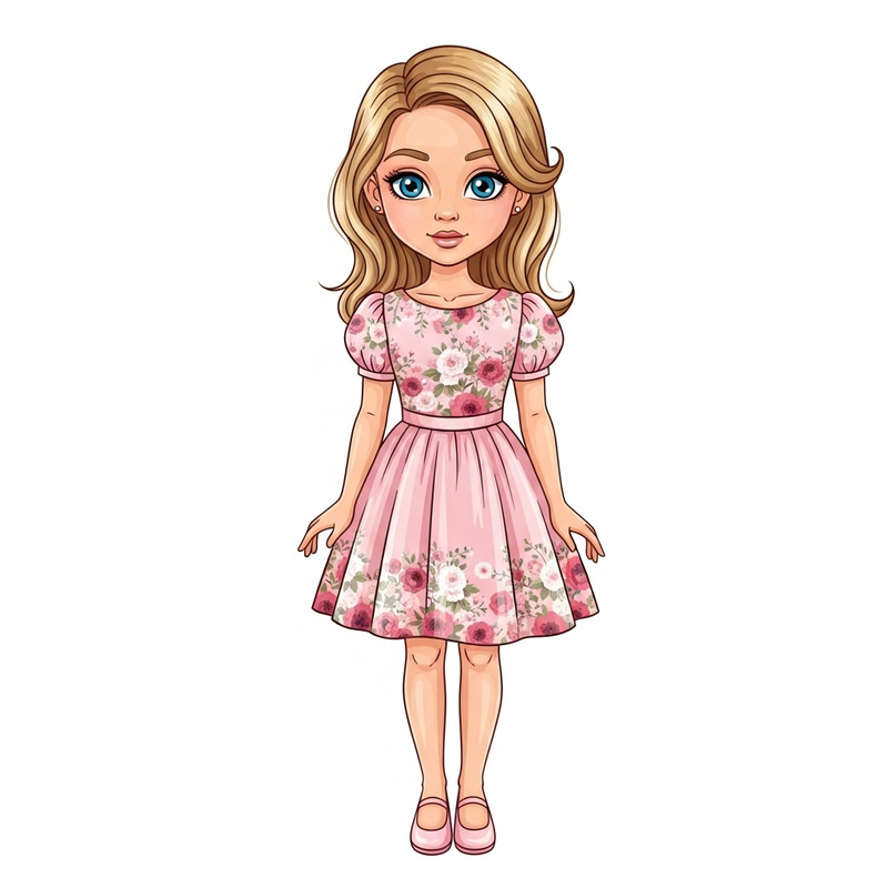 Symmetrical Girl with Blue Eyes, Full Lips, and Elegant Blond Hairstyle