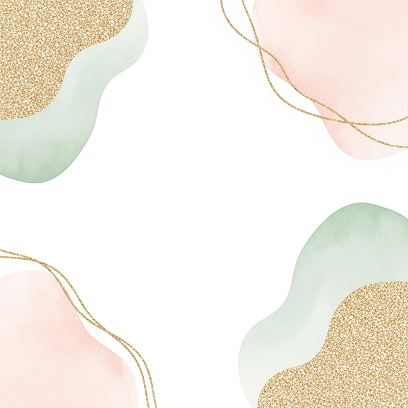 Contemporary Glitter & Watercolor Background Art in Light Pink & Green Hues