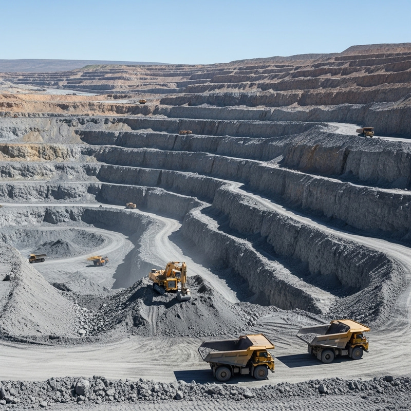 South 32 Mining Operation: Rugged Landscape and Heavy Equipment