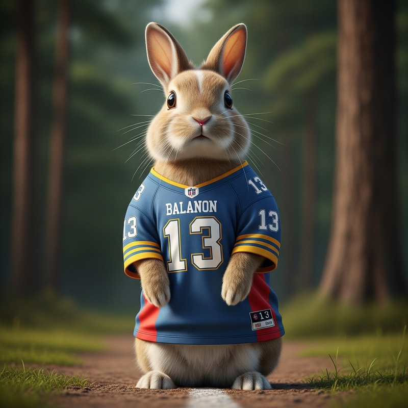 Cute Rabbit in Football Jersey | Number 13