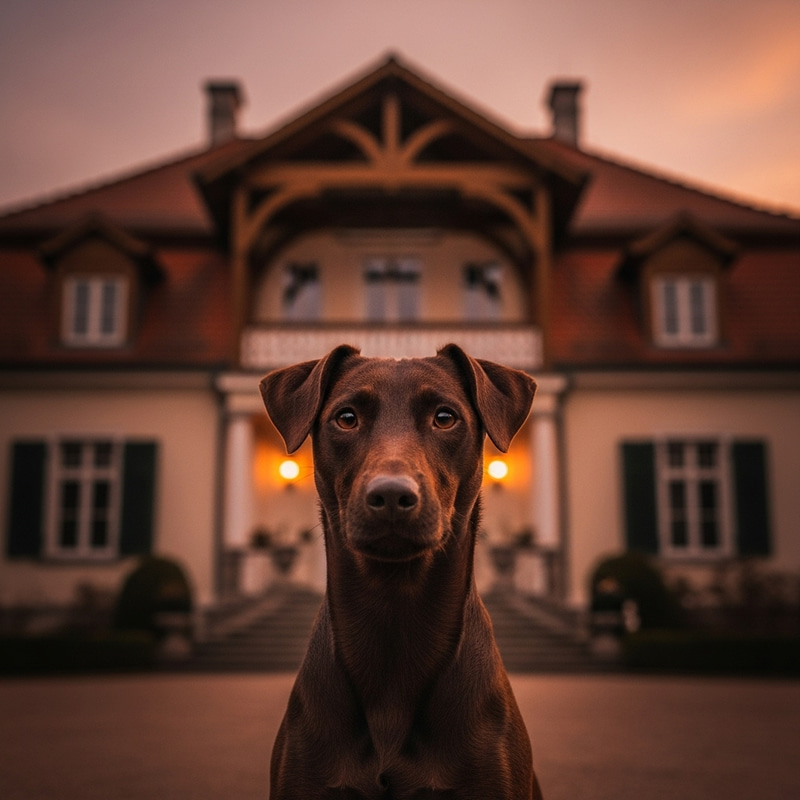 Intimidating Jagd Terrier in Front of a House Intimidating Jagd Terrier in Front of a House