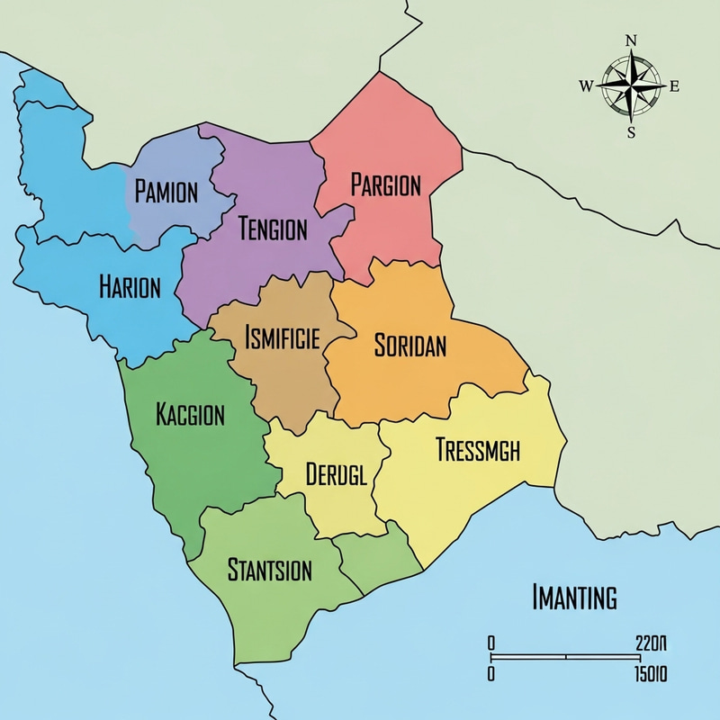 Colorful Global Borders Map Illustration