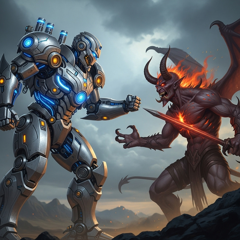 Gigantic Robot Versus Mighty Devil: Clash of Titans Gigantic Robot Versus Mighty Devil: Clash of Titans