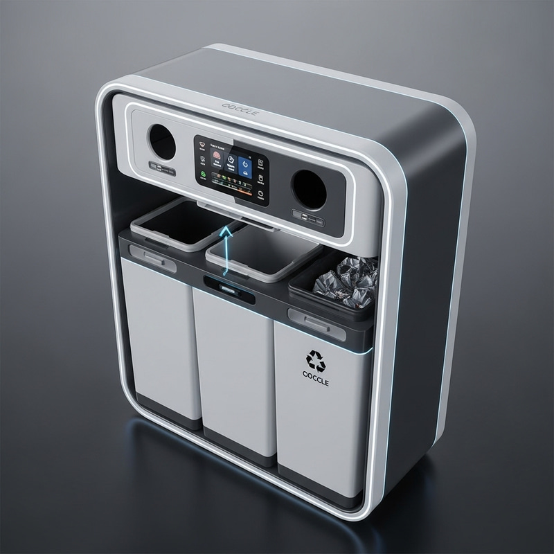 Futuristic Self-Sorting Recycle Bin | Innovative AI Waste Management Futuristic Self-Sorting Recycle Bin | Innovative AI Waste Management