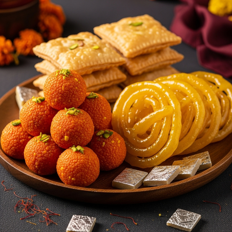 Colorful Indian Sweets: Laddu, Jalebi, Patisa & More