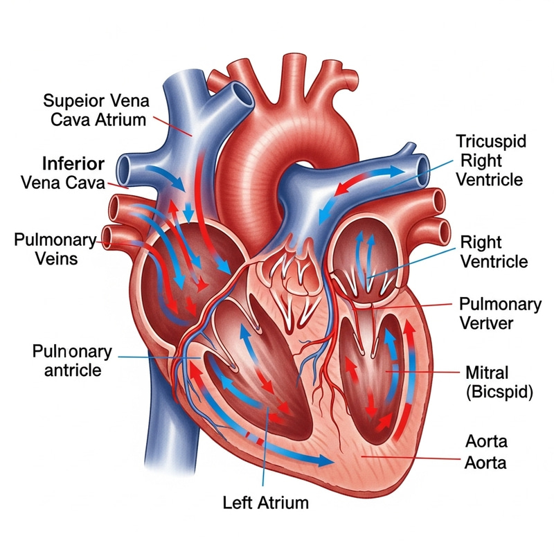 Diagram of Human Heart with Labeled Chambers and Vessels Diagram of Human Heart with Labeled Chambers and Vessels