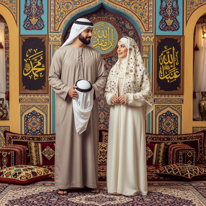 Middle-Eastern Muslim Couple Sharing Peaceful Moment