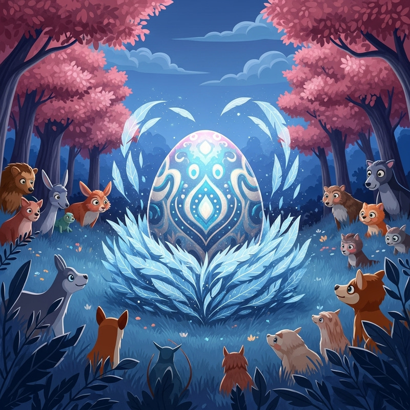Magical Moment: Enchanting Fantasy Egg in Mystical Forest