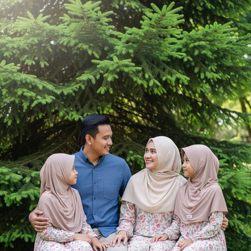 Serene Family Portrait: Father, Mother & Two Beautiful Daughters Serene Family Portrait: Father, Mother & Two Beautiful Daughters