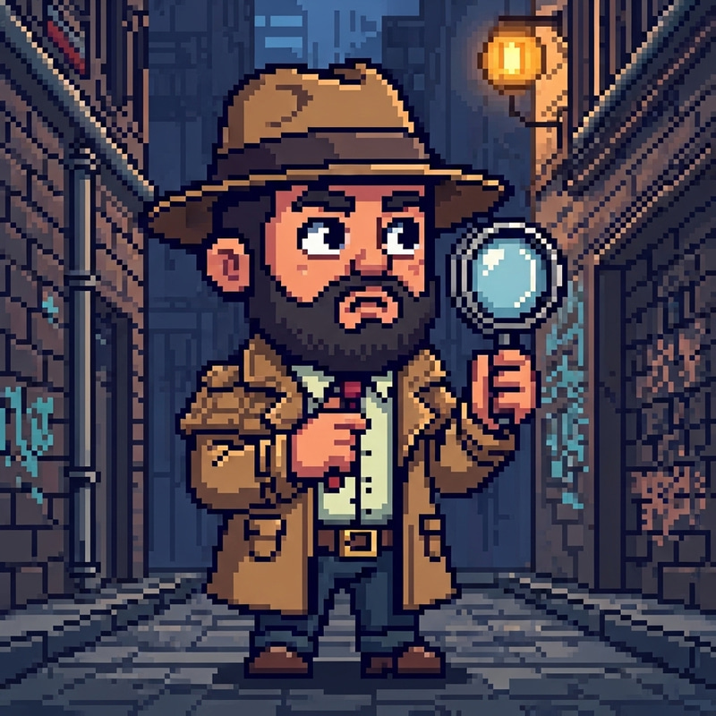 Intriguing Middle-Eastern Detective Pixel Art Sprite Intriguing Middle-Eastern Detective Pixel Art Sprite