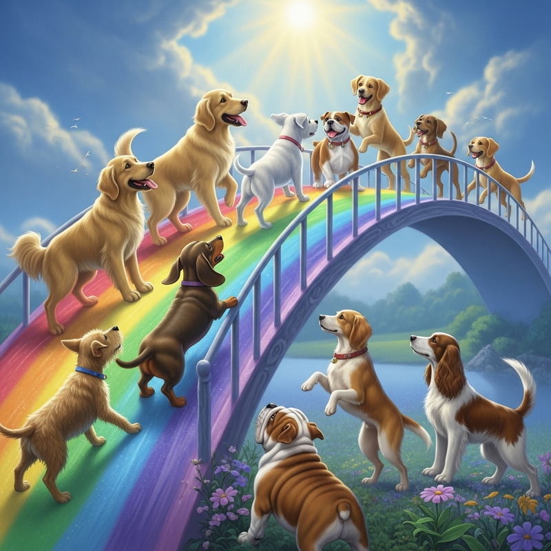 Dog Reunites at Rainbow Bridge: Heartwarming Scene Dog Reunites at Rainbow Bridge: Heartwarming Scene