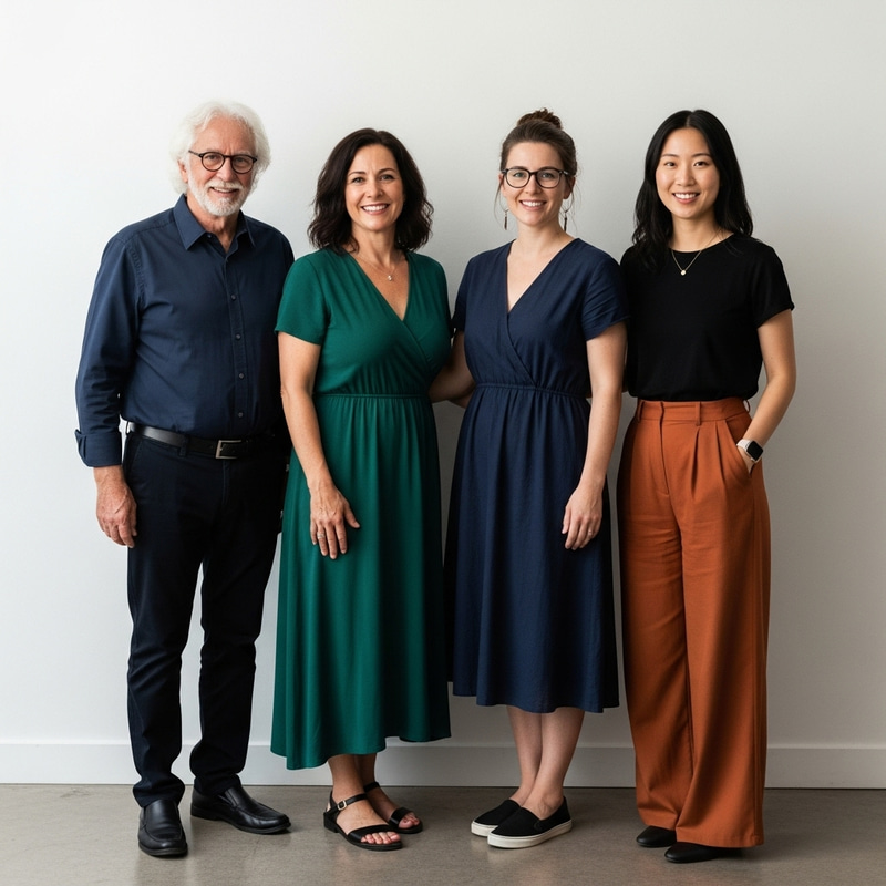 Professional Team of Four Workers in Stylish Attire Professional Team of Four Workers in Stylish Attire