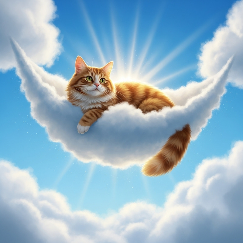 Cute Cat Floating in Cloud Cute Cat Floating in Cloud