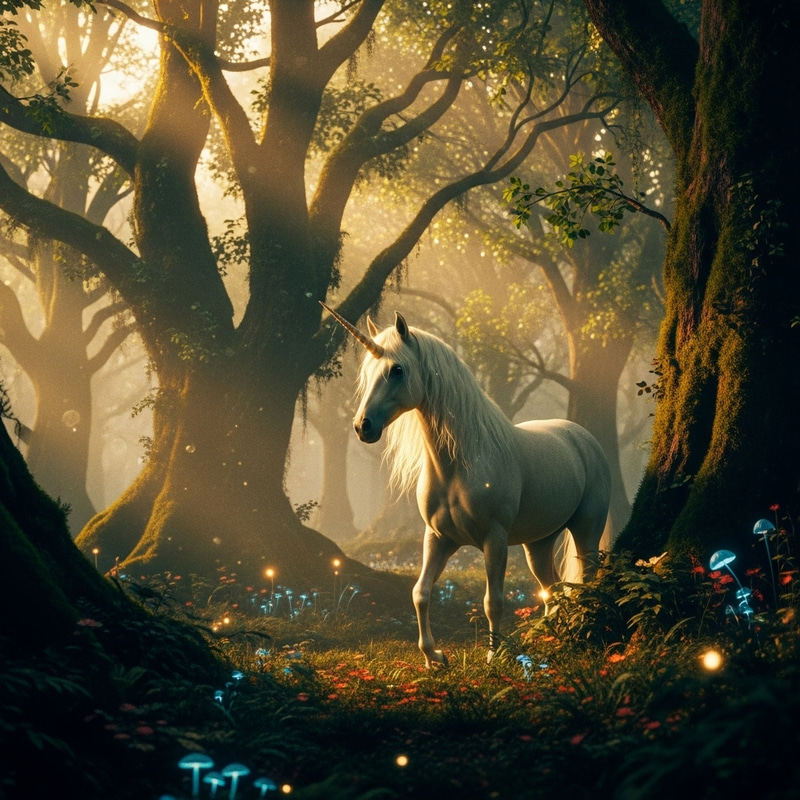 Enchanted Mystical Forest with Magical Unicorn Enchanted Mystical Forest with Magical Unicorn