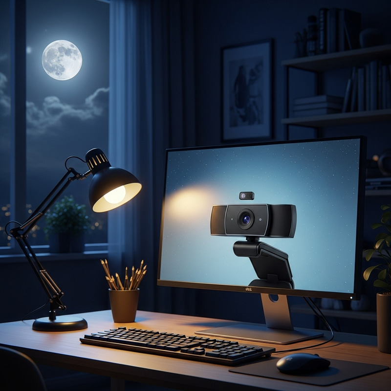 Captivating Moonlit Scene with Computer Webcam