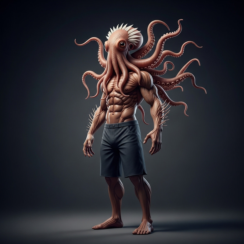Realistic Humanoid Monster with Octopus Features | Unique Creature Design Realistic Humanoid Monster with Octopus Features | Unique Creature Design