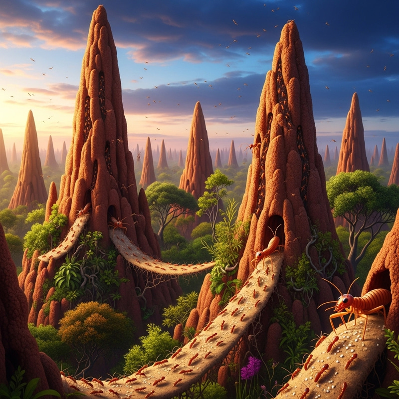 Fantastic Landscape of Thousands of Termites Fantastic Landscape of Thousands of Termites