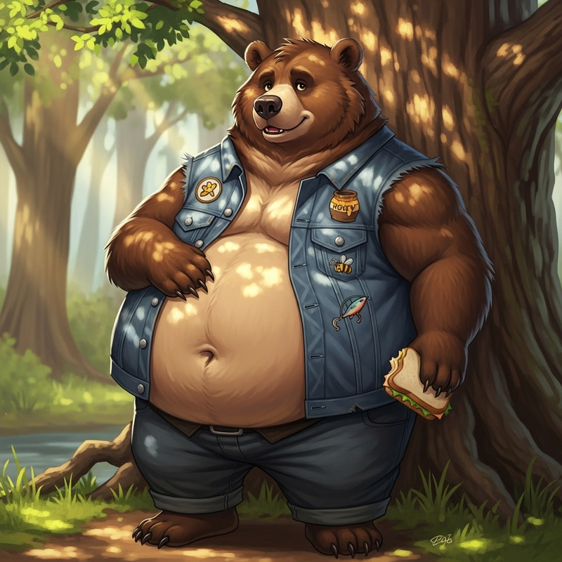 Digital Art - Overweight Anthropomorphic Brown Bear