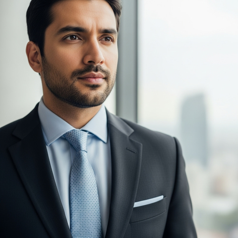 Smart Businessman: Clean-shaven, Tan, Professional Look Smart Businessman: Clean-shaven, Tan, Professional Look