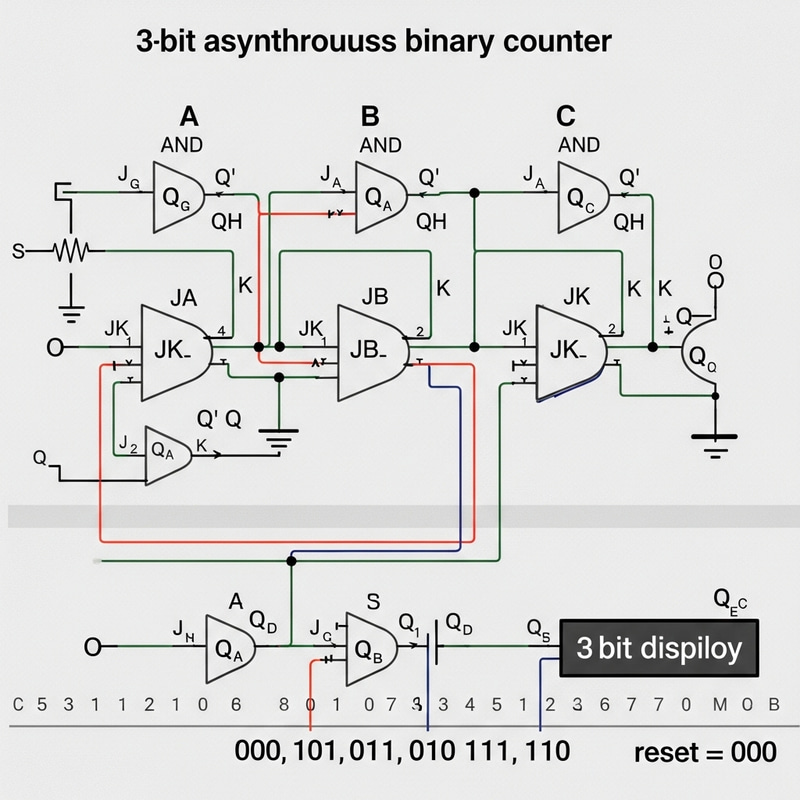 Binary Counter Circuit Design with JK Flip Flop | Sequential Operations Binary Counter Circuit Design with JK Flip Flop | Sequential Operations