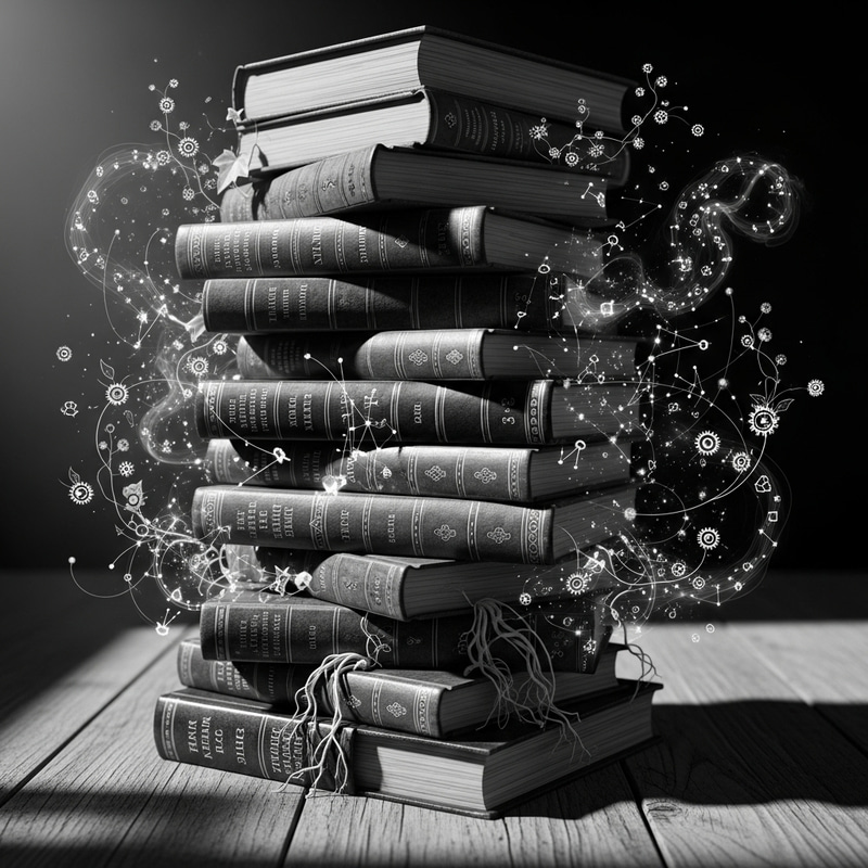 Classic Wisdom: Stack of Novels in Monochromatic Style Classic Wisdom: Stack of Novels in Monochromatic Style