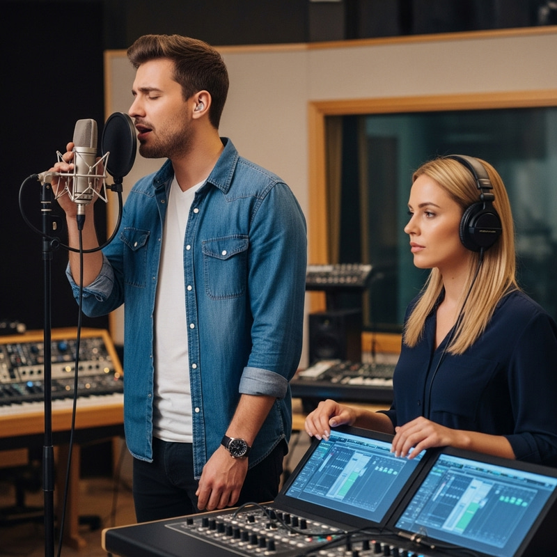 Passionate Singer in Recording Studio | Vocal Performance Passionate Singer in Recording Studio | Vocal Performance