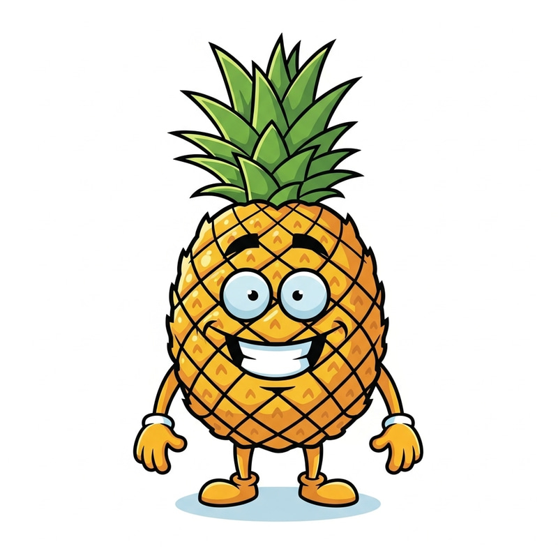 Quirky Cartoon Pineapple Mascot for Imaginary Brand