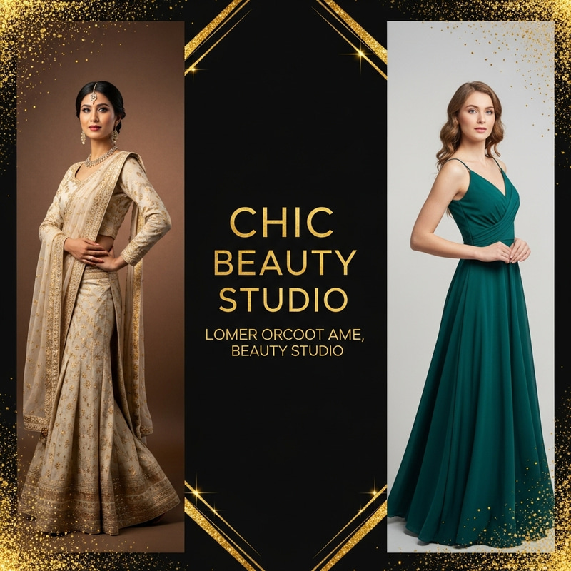 Chic Beauty Studio Banner with Diverse Elegant Women and Charismatic Gaze Chic Beauty Studio Banner with Diverse Elegant Women and Charismatic Gaze