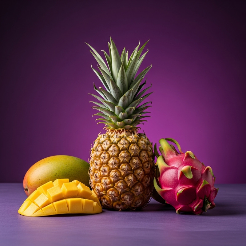 Exotic Tropical Fruits: Pineapple, Mango, Dragon Fruit Delight Exotic Tropical Fruits: Pineapple, Mango, Dragon Fruit Delight