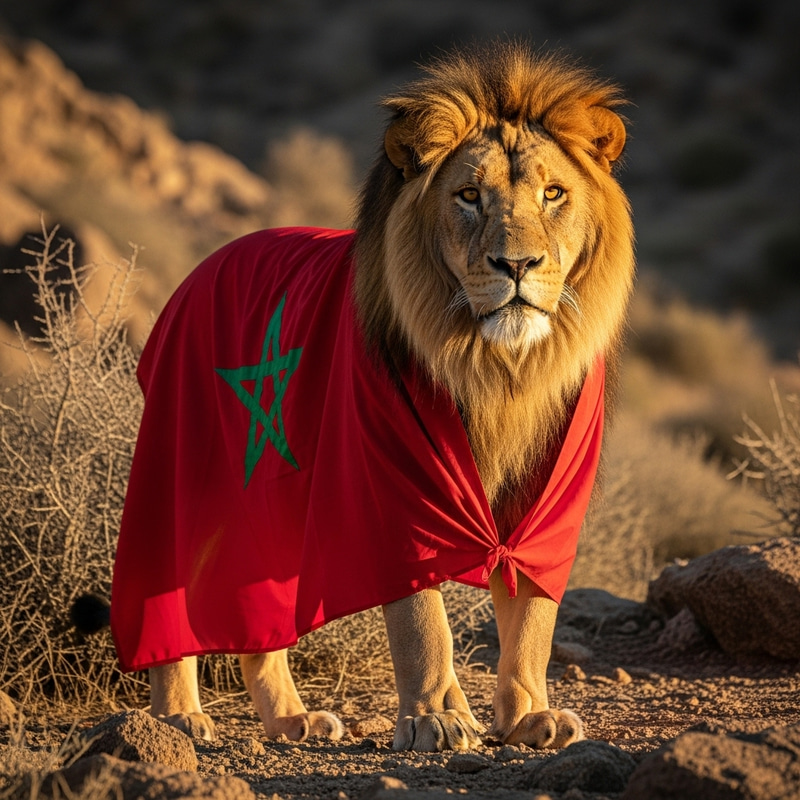 Atlas Lion with Moroccan Flag Atlas Lion with Moroccan Flag