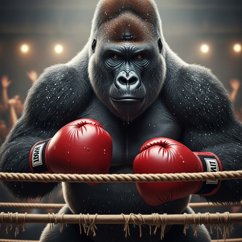 Boxing Gorilla: Power and Strength with Gloves Boxing Gorilla: Power and Strength with Gloves