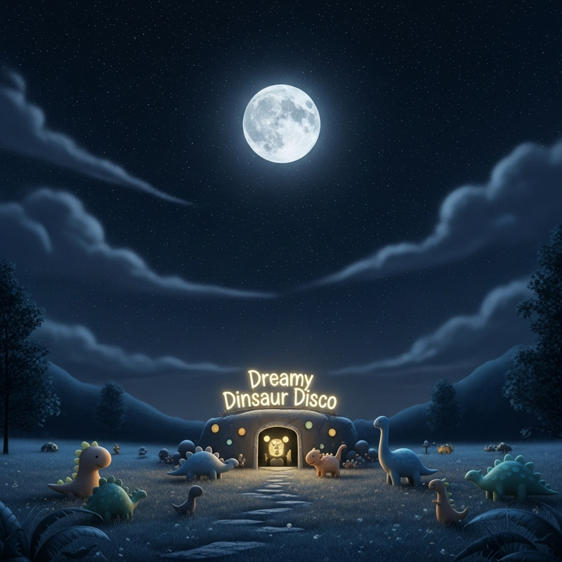 Moonlit Night in LullabyLoom Land with Dreamy Dinosaur Disco