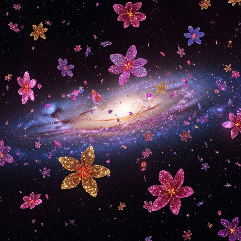 Cosmic Flowers Galaxy - Stunning Celestial Flora View Cosmic Flowers Galaxy - Stunning Celestial Flora View
