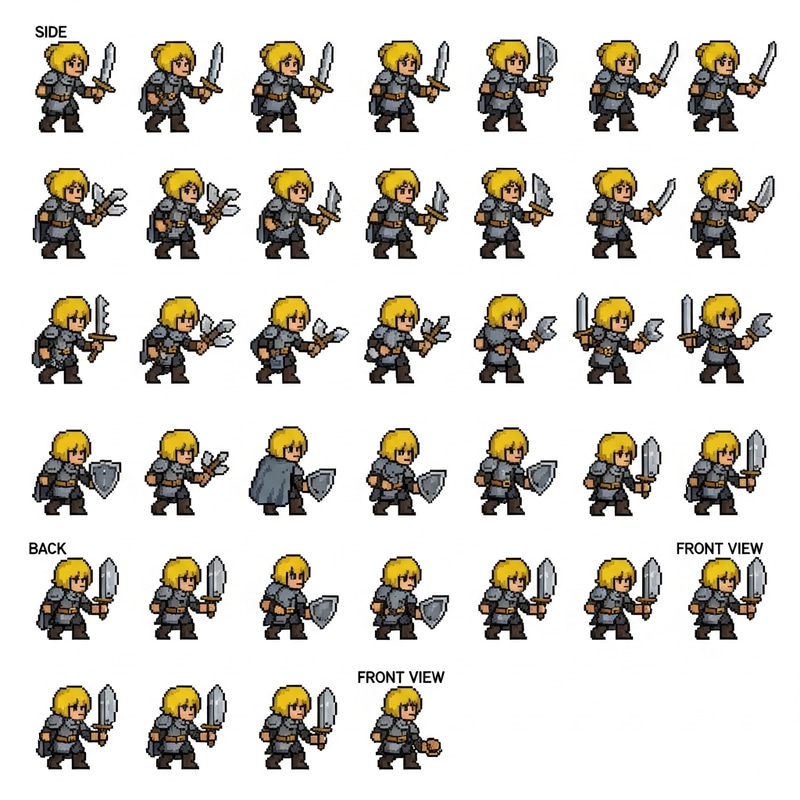 Pixel Art Dungeon & Dragons Character Sprite Sheet | RPG Frames Pixel Art Dungeon & Dragons Character Sprite Sheet | RPG Frames