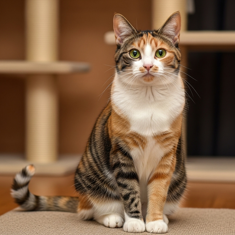 Detailed Calico Cat - Orange, Black, White Fur Detailed Calico Cat - Orange, Black, White Fur