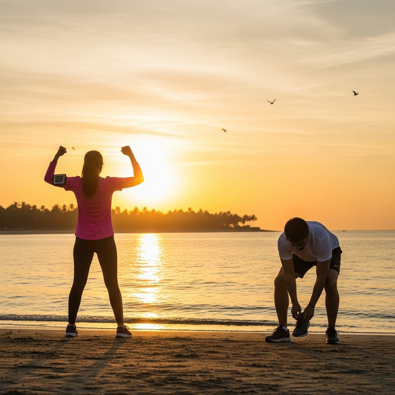 Success & Motivation: Beach Scene Inspiring Evening Runners